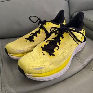 Hoka One One Clifton 8 Mens 11.5 Yellow Running Shoes 1119393 EPCH